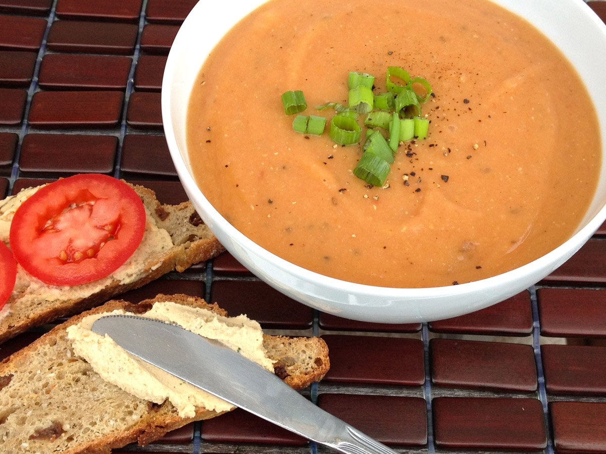 tomato lentil soup with cumin and dill