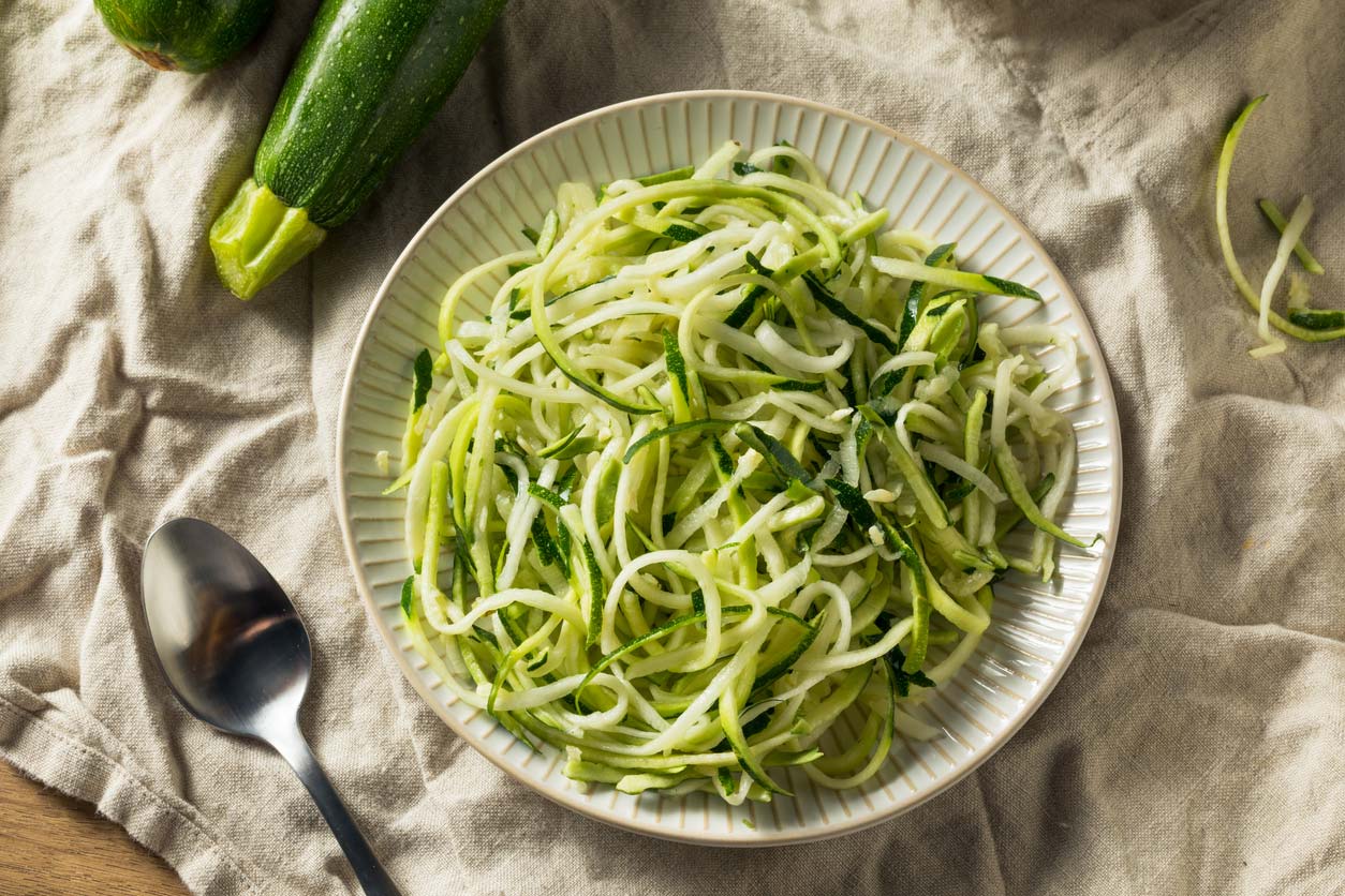 Zucchini noodles (zoodles) in bowl