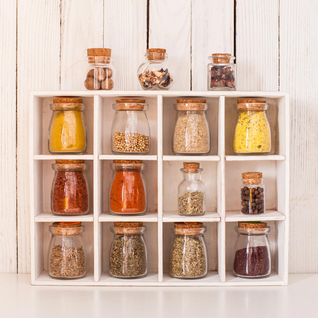 spices in storage jars