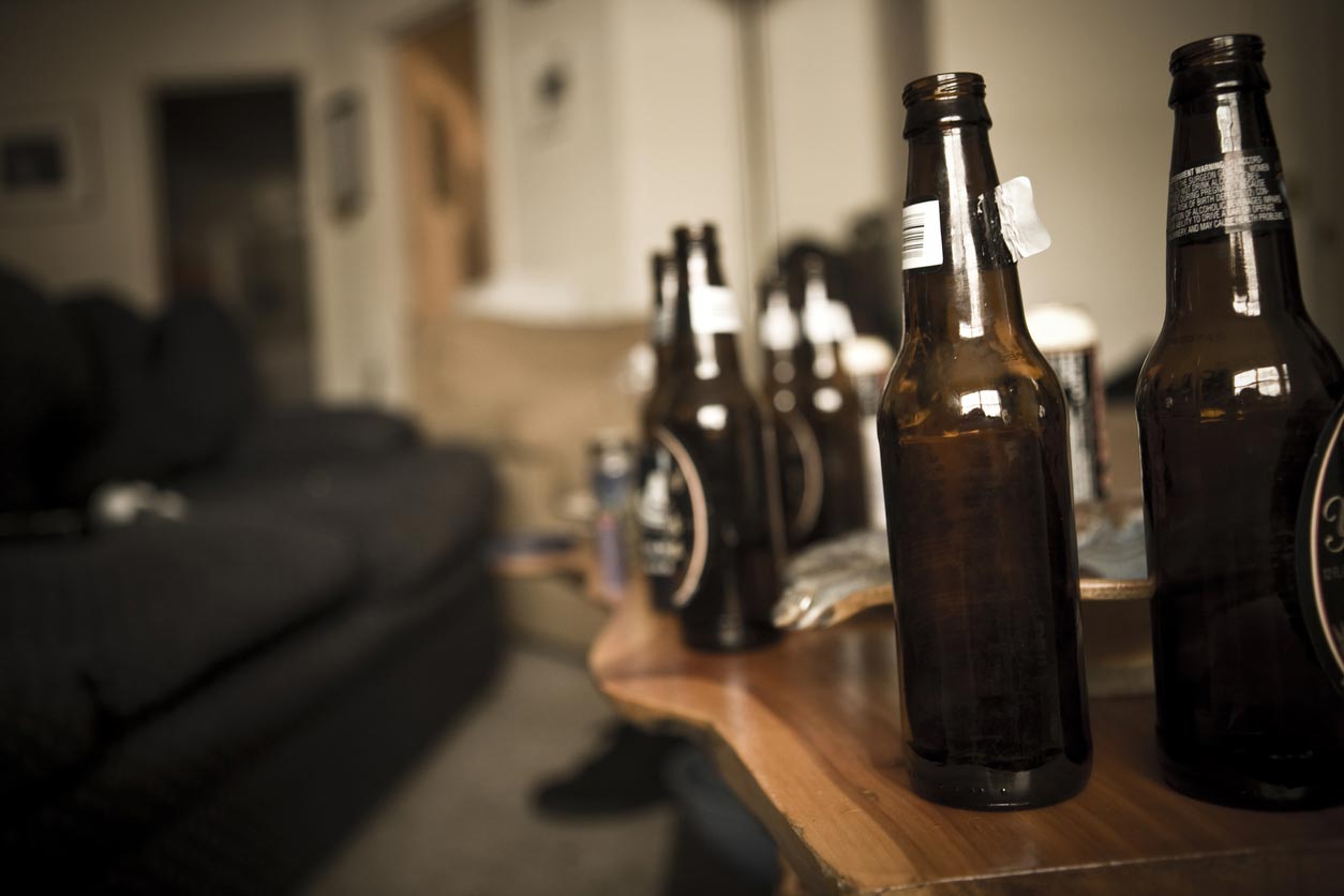 beer bottles on coffee table